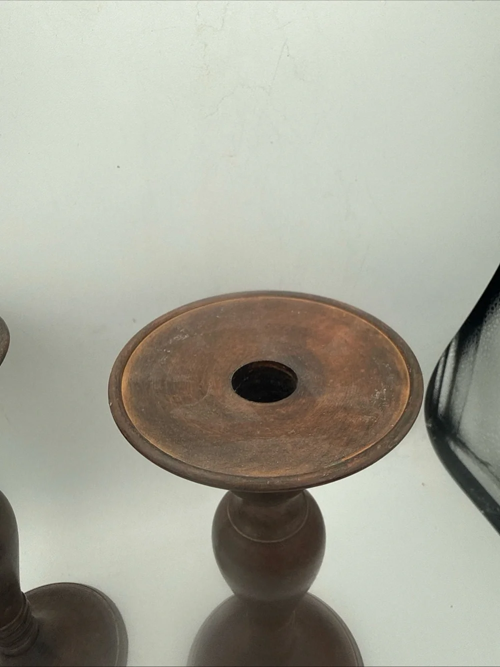 World Market Brass Painted Wood Like 9” Candle Stick Holders India